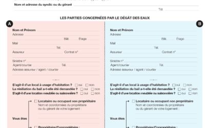 Le constat amiable dégat des eaux